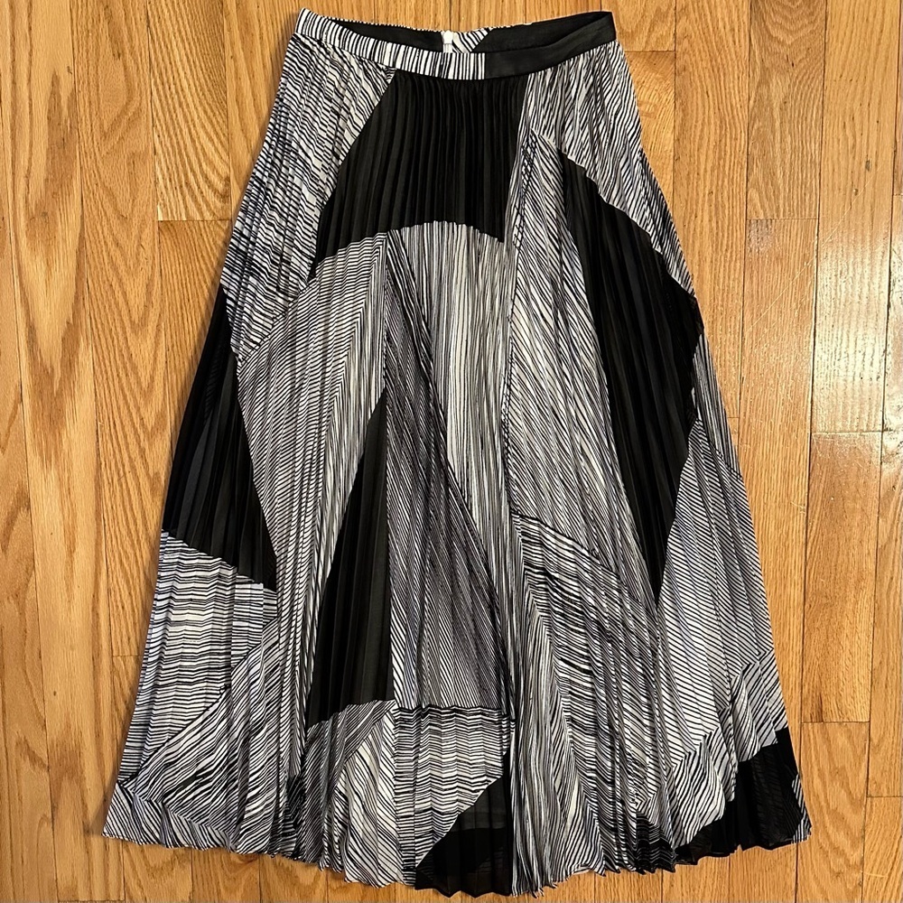 LK Bennett Black and White Pleated Midi Skirt